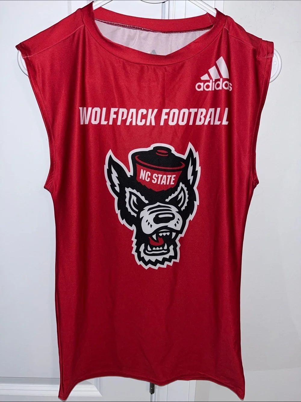 adidas NC North Carolina State Wolfpack Football stretch tryout Tank T Shirt L